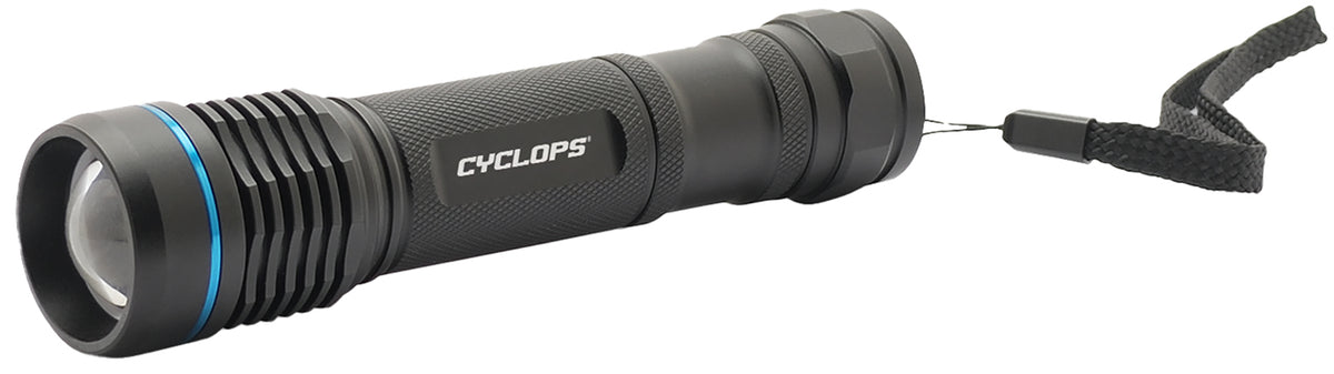 Cyclops Steropes 700 Black Anodized 700-Lumen Rechargeable LED Flashlight Twist Focus 18650/AAA