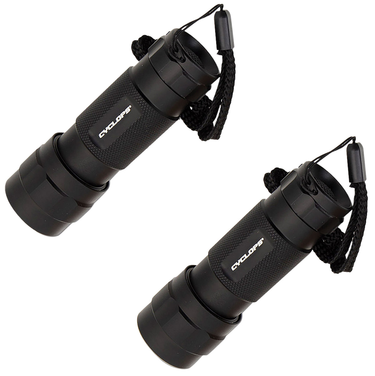 Cyclops 14 LED Flashlight 80 Lumens Black Anodized Aviation Aluminum 5.5-Hour Runtime 2-Pack