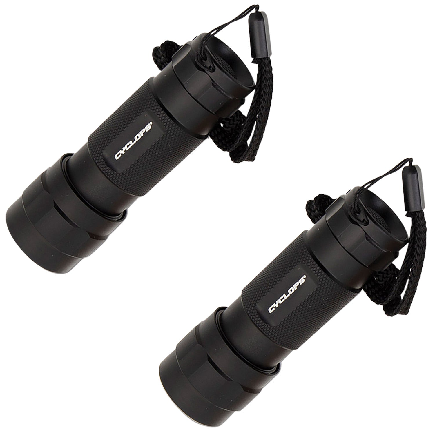Cyclops 14 LED Flashlight 80 Lumens Black Anodized Aviation Aluminum 5.5-Hour Runtime 2-Pack
