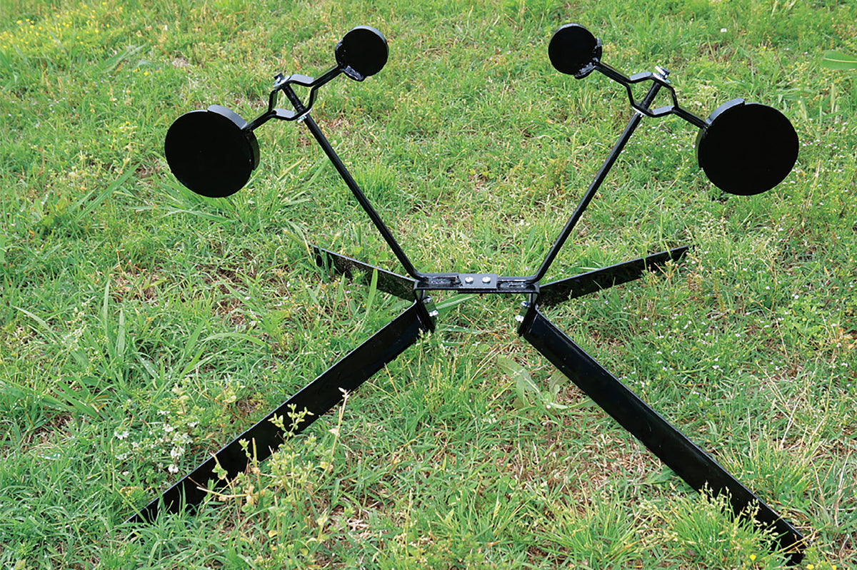 Viking Solutions VKSVST001 Dual Spinner Rimfire Target AR500 Steel Gong Plates Standing Black