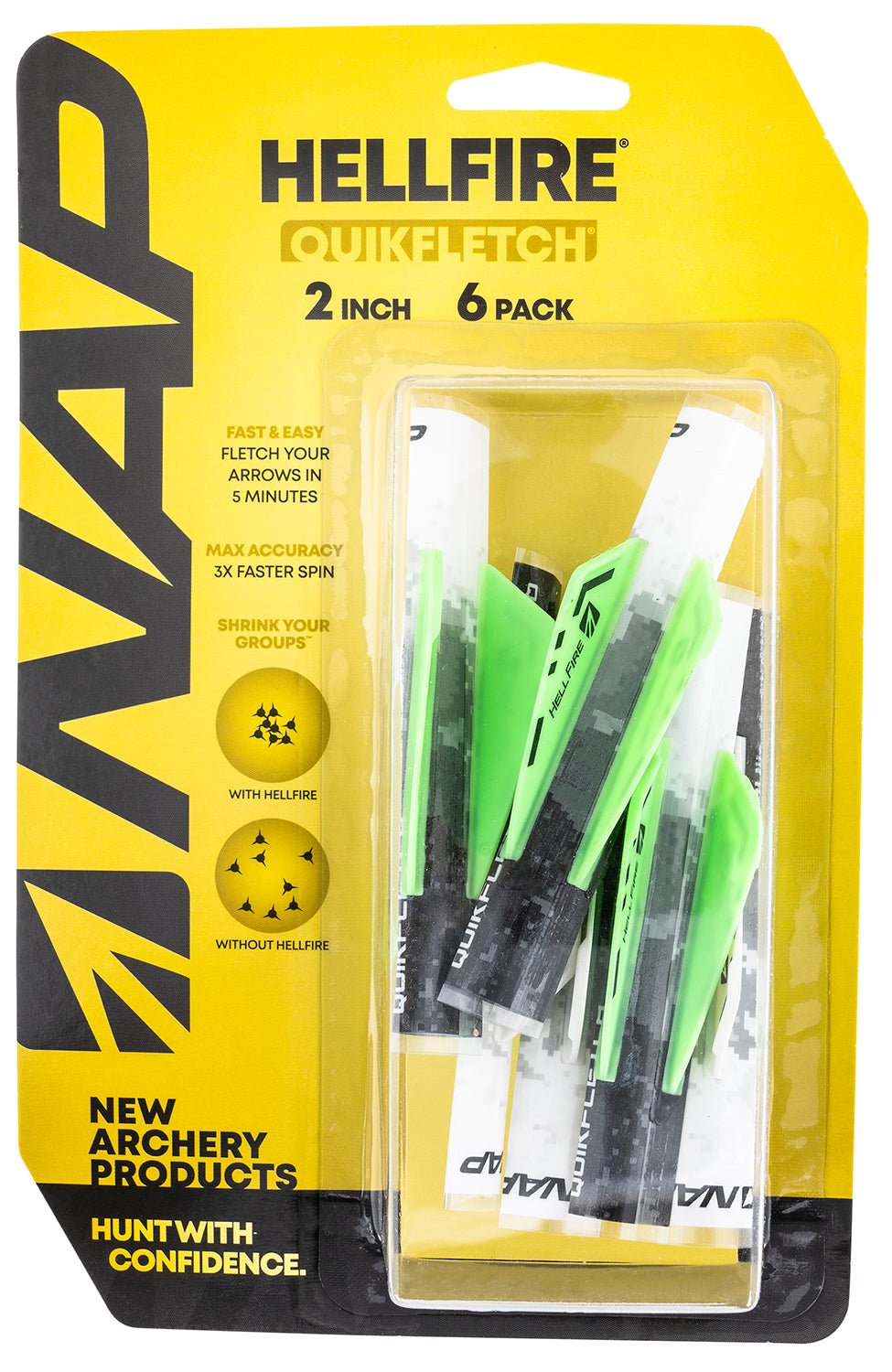 NAP Hellfire Quickfletch Arrow Vanes White Green Pack of 6