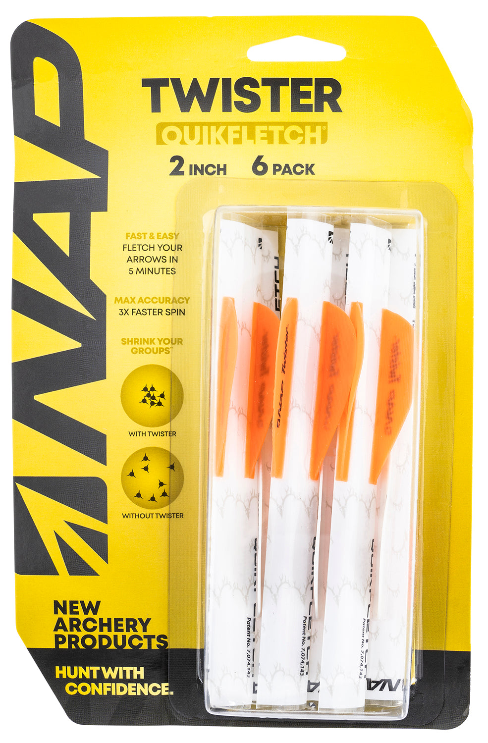 NAP Twister Quickfletch Arrow Vanes White Orange 6 Pack