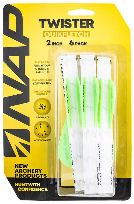 NAP Twister Quickfletch Arrow Vanes White Green 6 Pack