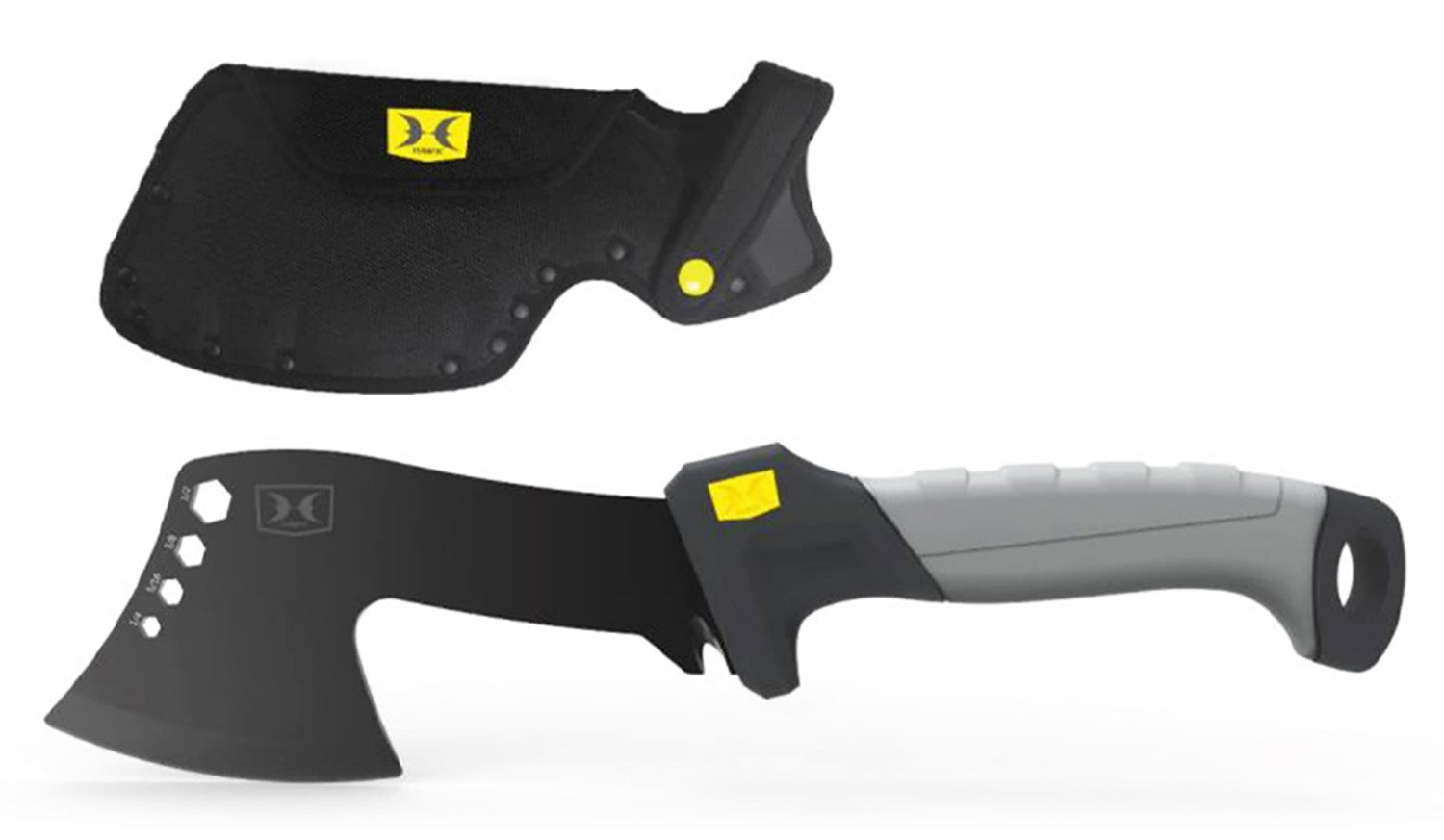 Hawk HWKHATCH 2.50" Axe Style Stainless Steel Blade Hatchet with Black TiNi Finish and Gray/Black GRN Handle
