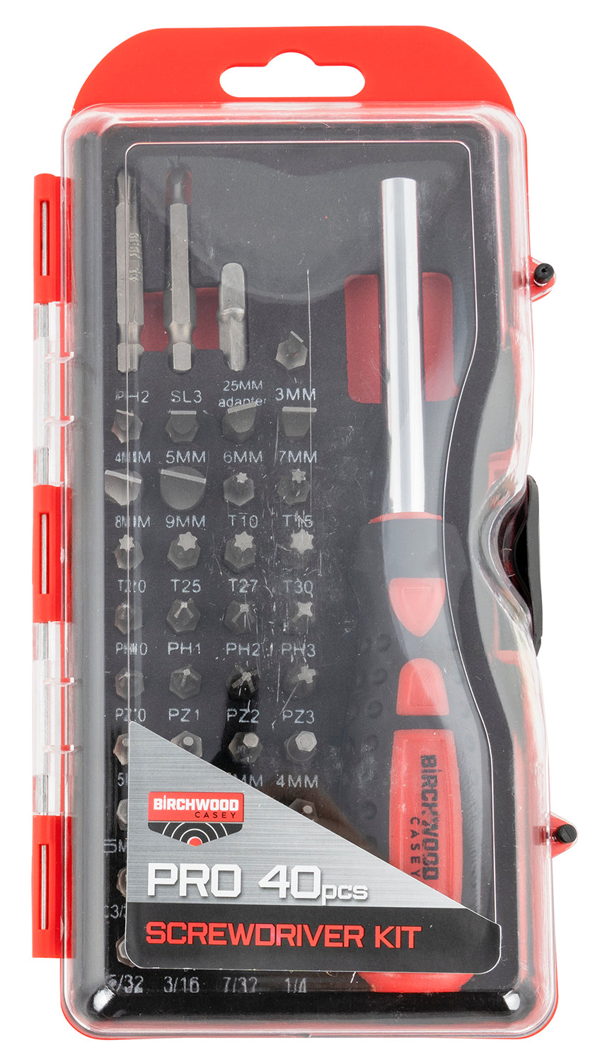 Birchwood Casey PROSDS Pro Screwdriver Bit Kit 40 Pcs, Includes Torx/Hex/Phillips/Slotted