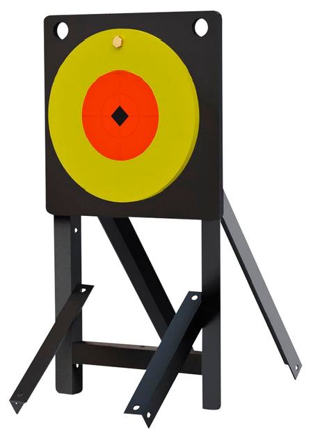 Birchwood Casey LCSPLR 10" AR500 Steel Spring-Loaded Bullseye Target Orange/Yellow Powder Coated 0.50" Thick