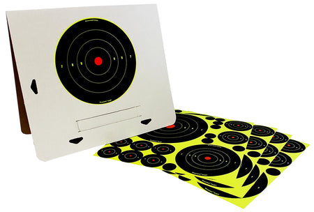 Birchwood Casey 34208 Shoot-N-C Self-Adhesive Reactive Bullseye Variety Pack Black/Yellow 4 Pack with Stand