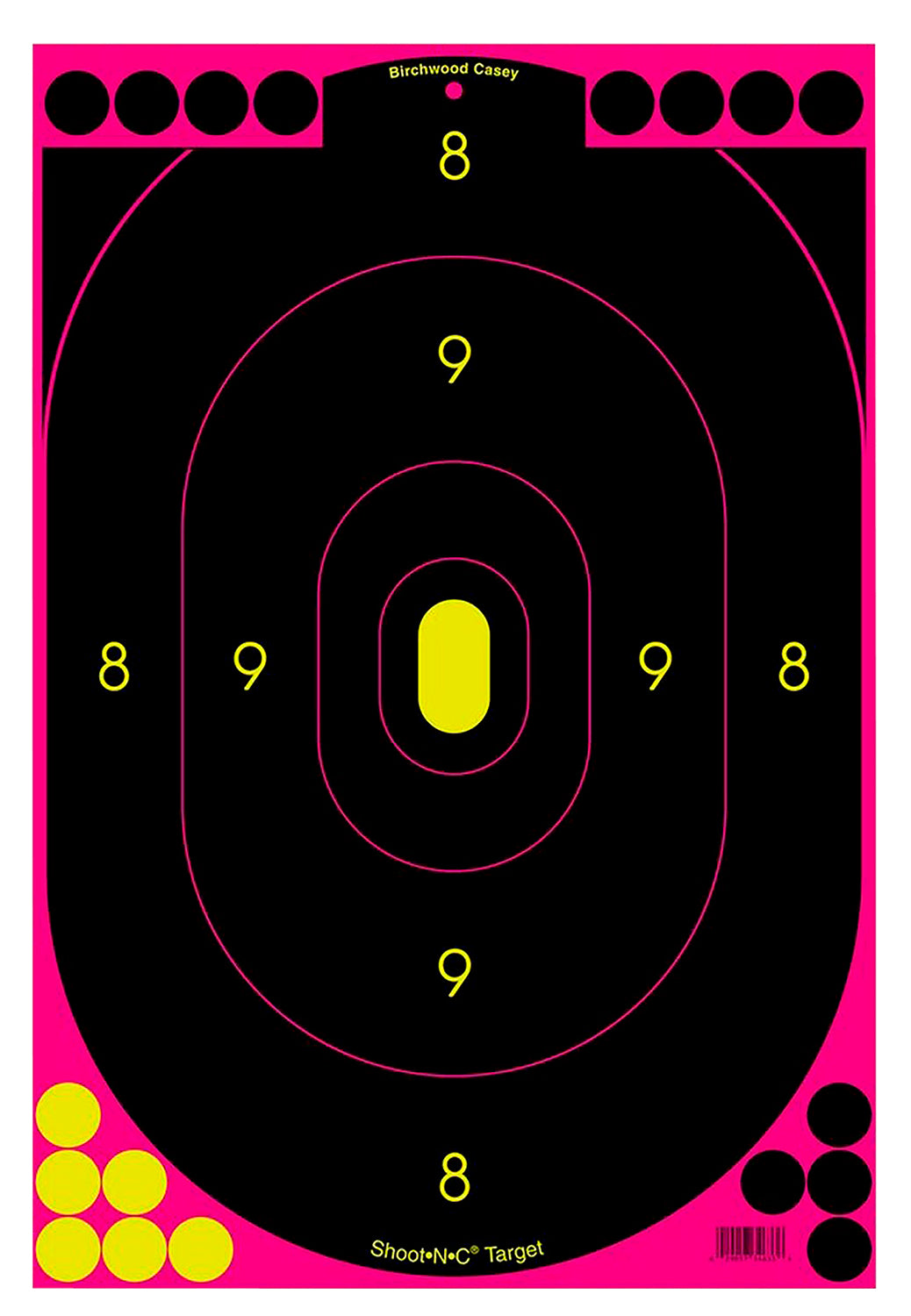 Birchwood Casey 34635 Shoot-N-C Self-Adhesive 12"x18" Oval Silhouette Paper Target Black/Pink 5 Per Pack with Pasters