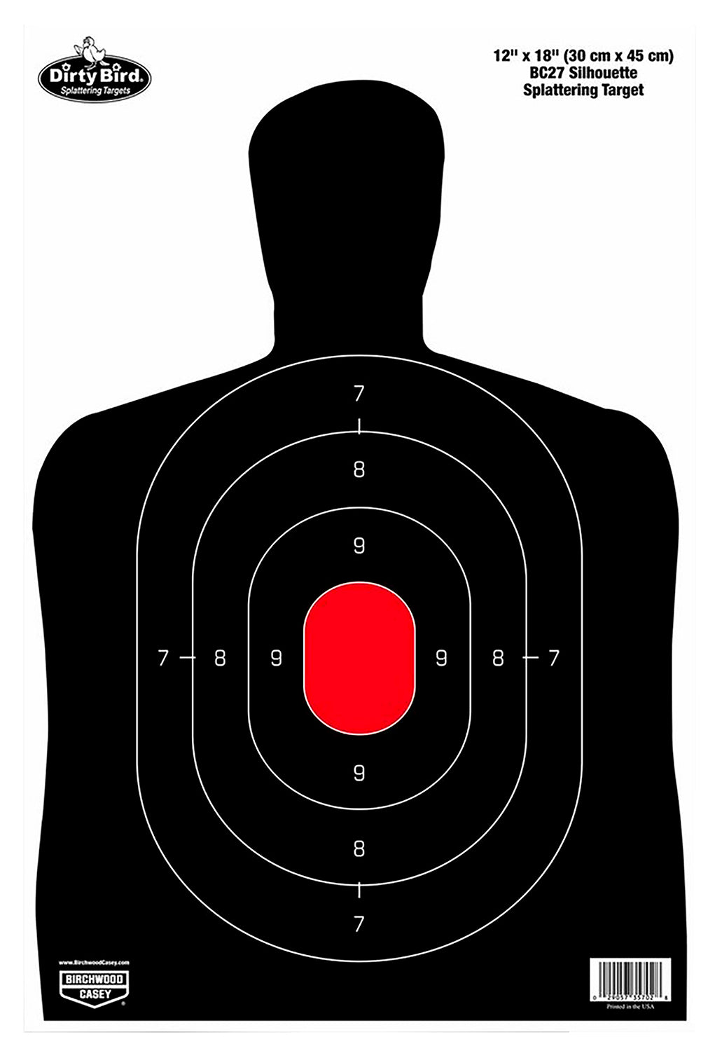 Birchwood Casey 35709 Dirty Bird Silhouette Tagboard Splatter Target 12"x18" 50 Per Pkg