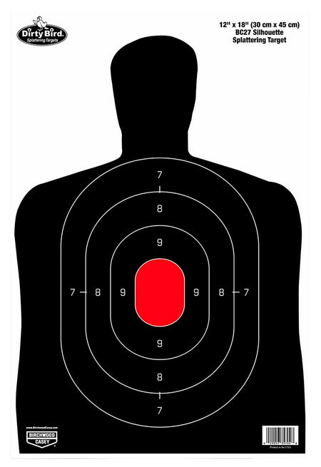 Birchwood Casey 35709 Dirty Bird Silhouette Tagboard Splatter Target 12"x18" 50 Per Pkg