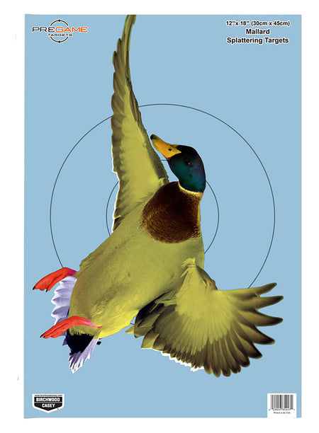 Birchwood Casey Pregame Duck 12" x 18" Rifle/Shotgun Paper Target with Impact Enhancement 8 Pk