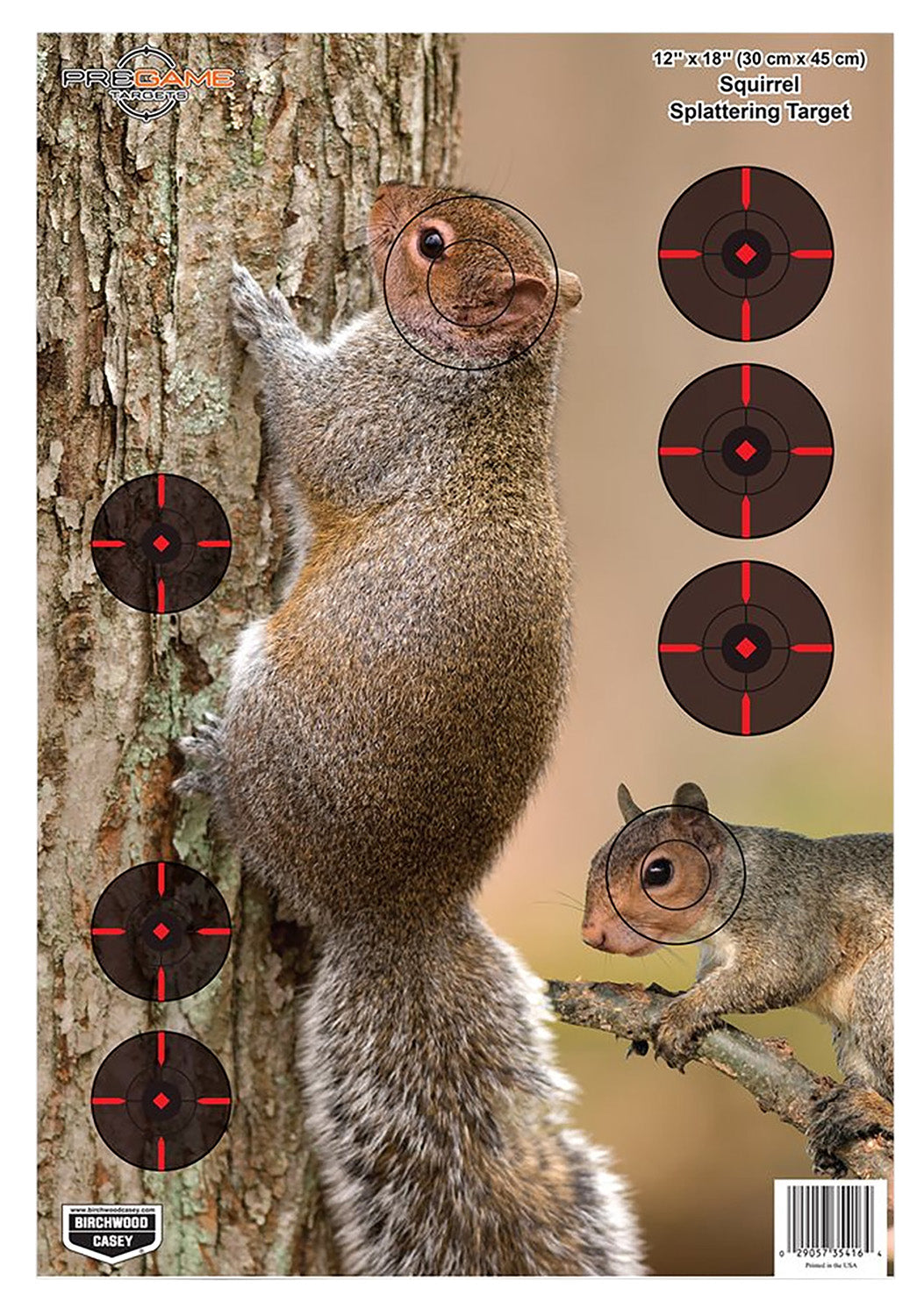 Birchwood Casey 35406 Pregame Squirrel Hanging Paper Rifle Target 12"x18" Impact Enhancement 8 Per Pkg