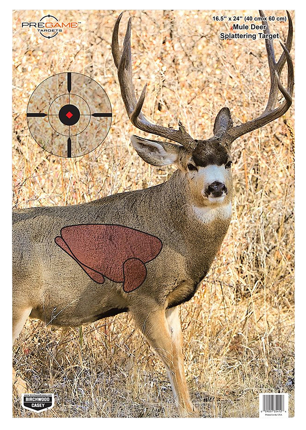 Birchwood Casey Pregame Mule Deer Realistic Paper Target 16.50"x24" Impact Splatter 3 Per Pkg