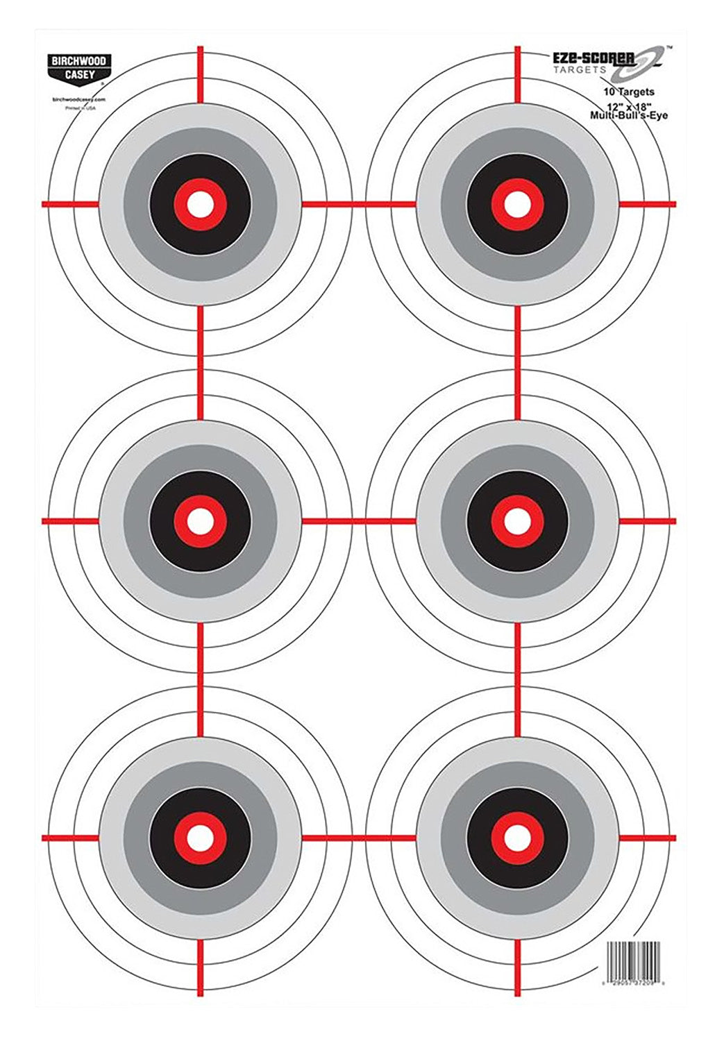 Birchwood Casey EZE-Scorer Bullseye Handgun Paper Target 12" x 18" Black/White Pack of 100