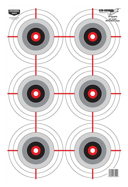 Birchwood Casey EZE-Scorer Bullseye Handgun Paper Target 12" x 18" Black/White Pack of 100