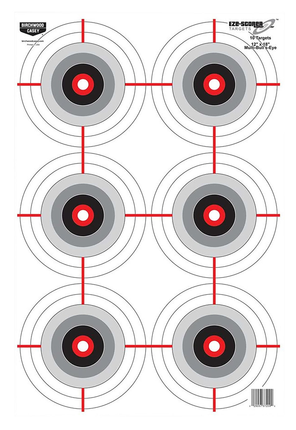 Birchwood Casey EZE-Scorer Bullseye Handgun Paper Target 12" x 18" Black/White Pack of 100
