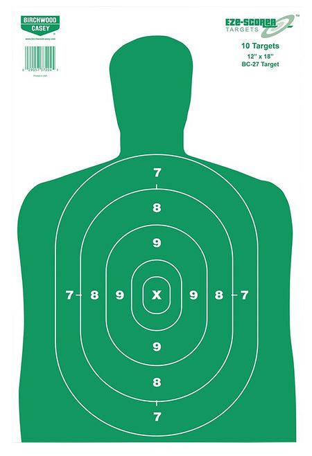 Birchwood Casey EZE-Scorer BC-27 Silhouette Paper Target 12" x 18" Pack of 100