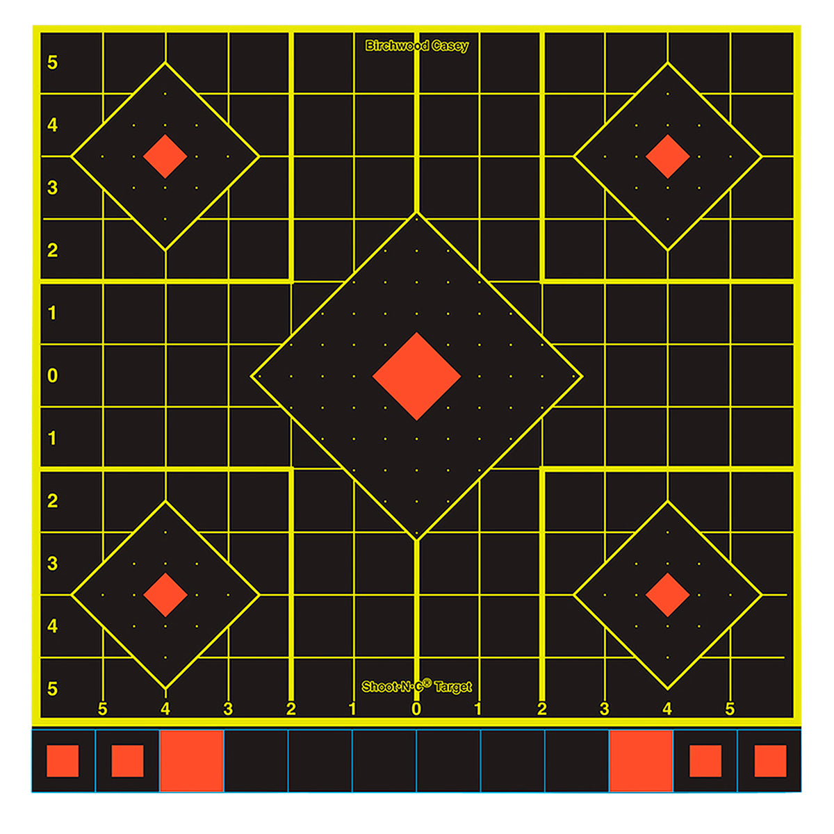 Birchwood Casey Shoot-N-C 34211 Reactive Adhesive 5-Diamond Sight-In Paper Target 12" 100 Pk