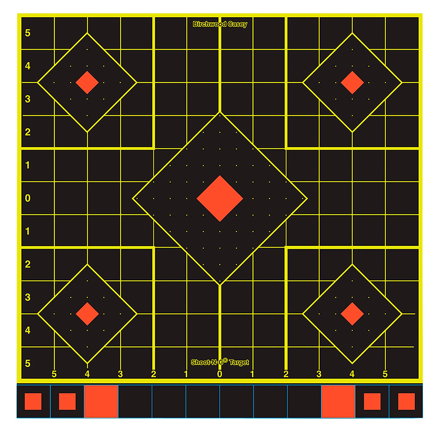 Birchwood Casey Shoot-N-C 34211 Reactive Adhesive 5-Diamond Sight-In Paper Target 12" 100 Pk