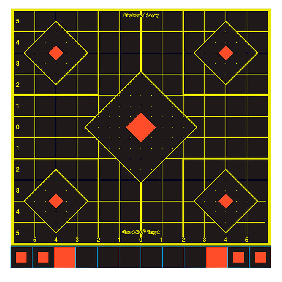 Birchwood Casey Shoot-N-C 34211 Reactive Adhesive 5-Diamond Sight-In Paper Target 12" 100 Pk