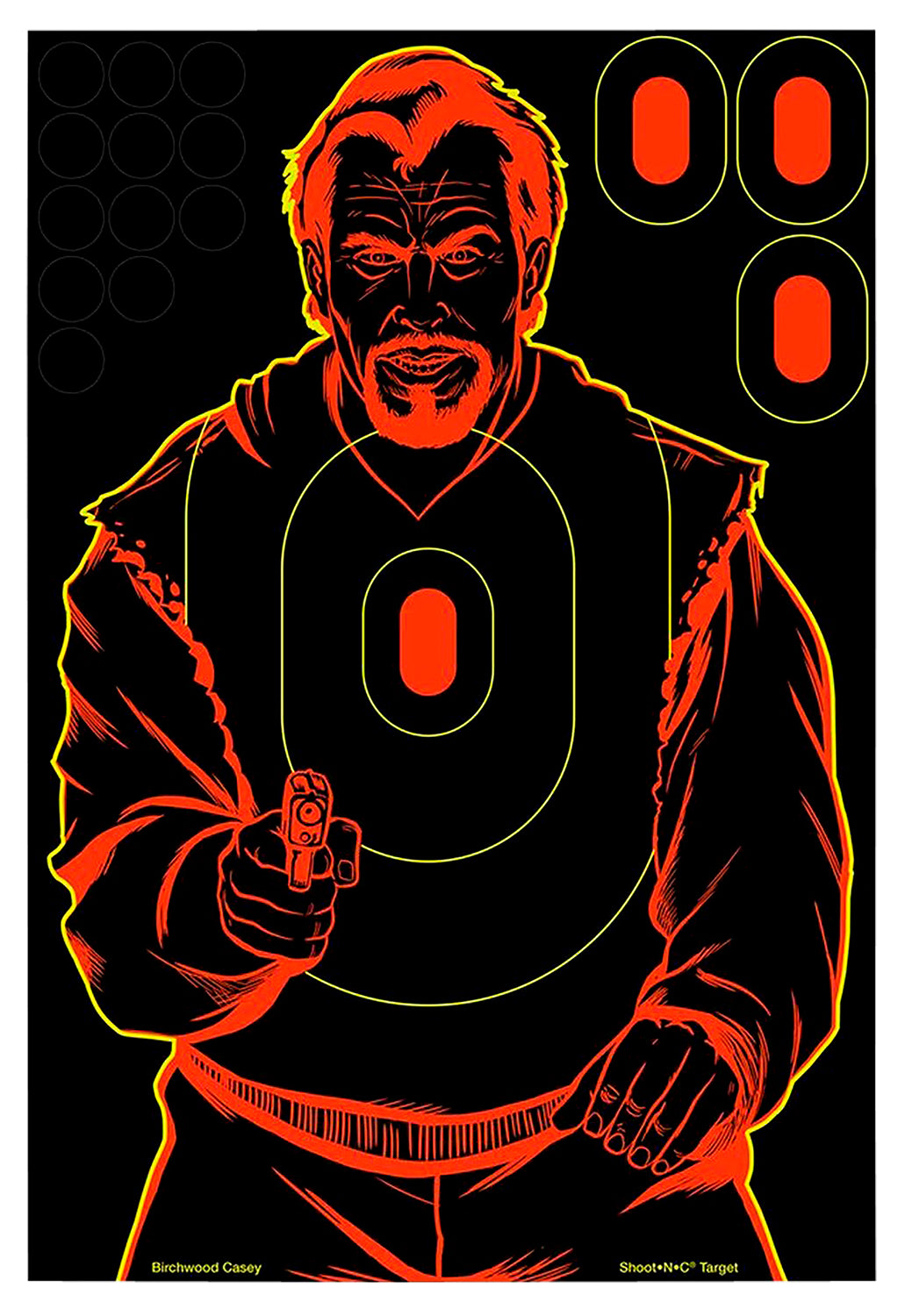Birchwood Casey Shoot-N-C 34643 Bad Guy Silhouette Reactive Adhesive Paper Target 12"x18" 100 Pk