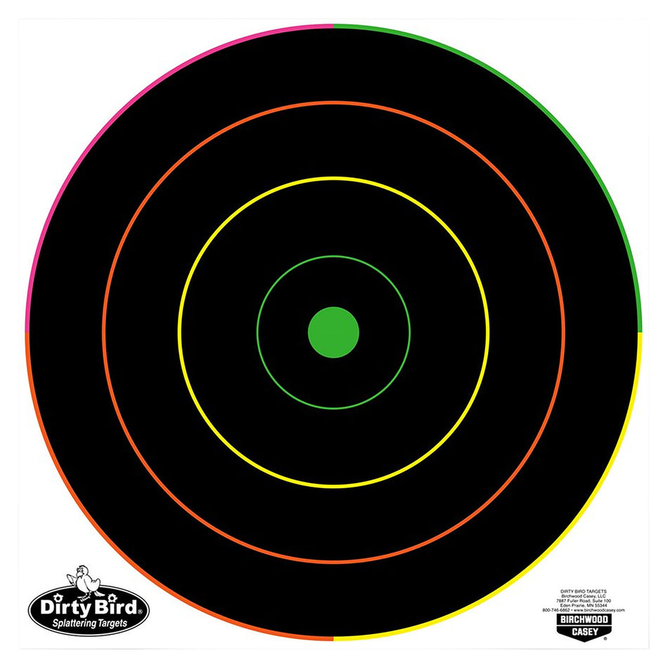 Birchwood Casey 35870 Dirty Bird Multi-Color Bullseye Tagboard Target 12" 100 Per Pkg