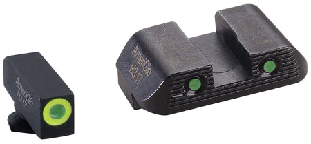 AmeriGlo GL822 Trooper Series Compact Glock Sight Set LumiGreen Front Green Tritium Black Outline Rear