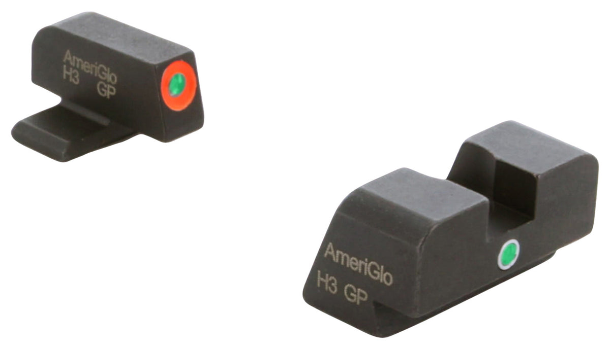 AmeriGlo XD201 Dot-Over-Dot Sight Set for Springfield Armory XD Green Tritium Orange Front Rear Sights