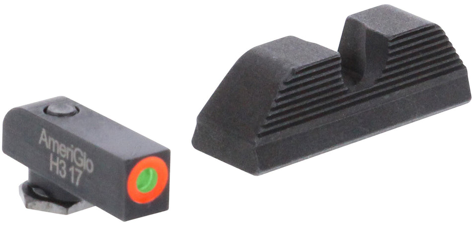 AmeriGlo GL5353 Protector Series Glock Gen 5 Sight Set Orange Outline Front Blade Black Serrated Rear