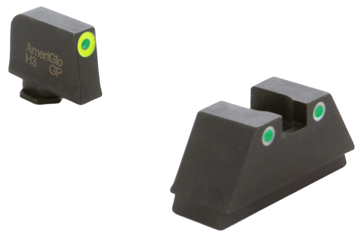AmeriGlo GL333 XL Tall Optic-Ready Glock Sight Set LumiGreen Front Sight Green Tritium White Outline Rear