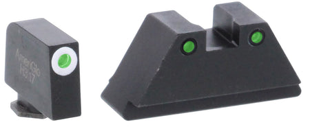 AmeriGlo GL152 XL Tall Optic-Ready Glock Sight Set White Outline Front Sight Green Tritium Black Outline Rear