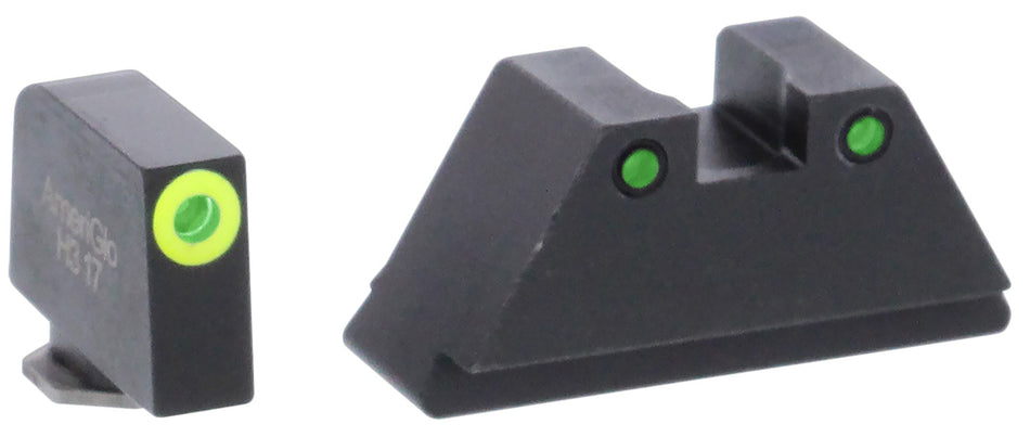 AmeriGlo GL252 XL Tall Co-Witness Sight Set for Glock - Green Tritium LumiGreen Outline Front & Green Tritium Black Outline Rear