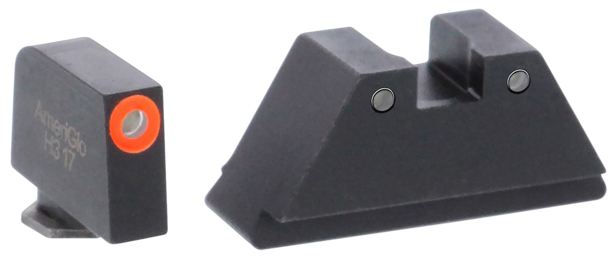 AmeriGlo GL452 XL Tall Co-Witness Iron Sight Set for Glock - Orange Outline Front & Black Outline Rear