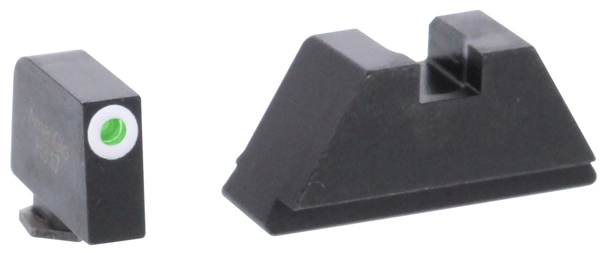 AmeriGlo GL411 XL Tall Co-Witness Iron Sight Set for Glock - Green Tritium White Outline Front & Black Rear