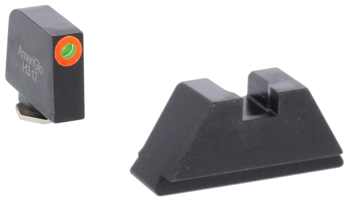 AmeriGlo GL511 XL Tall Co-Witness Iron Sight Set for Glock - Green Tritium Orange Outline Front & Black Rear