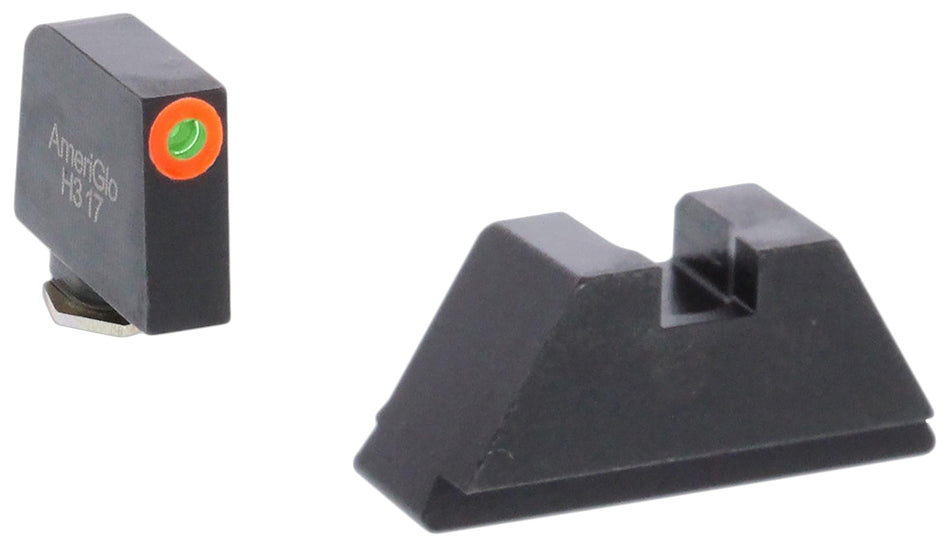AmeriGlo GL511 XL Tall Co-Witness Iron Sight Set for Glock - Green Tritium Orange Outline Front & Black Rear
