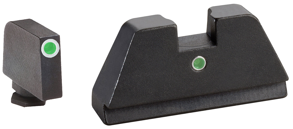 AmeriGlo GL191 XL Tall Co-Witness Iron Sight Set for Glock - Green Tritium White Outline Front & Green Tritium Rear