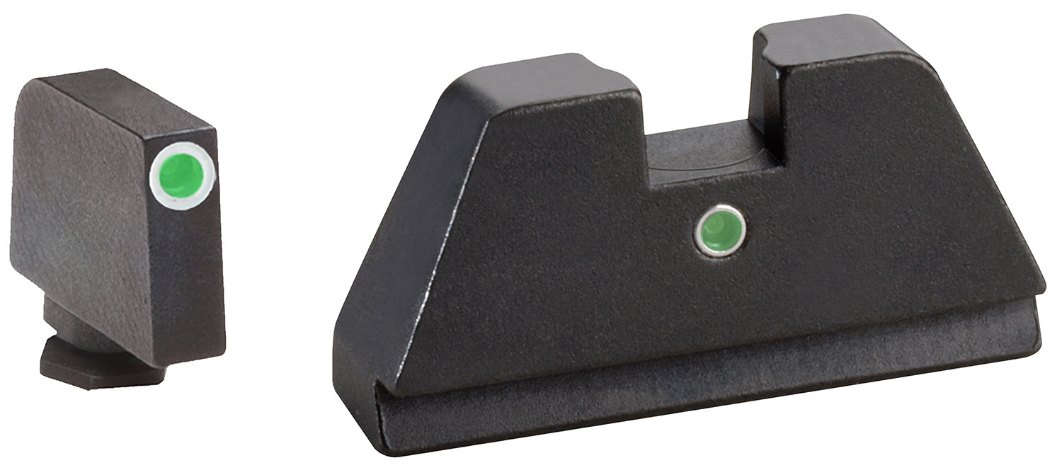 AmeriGlo GL191 XL Tall Co-Witness Iron Sight Set for Glock - Green Tritium White Outline Front & Green Tritium Rear