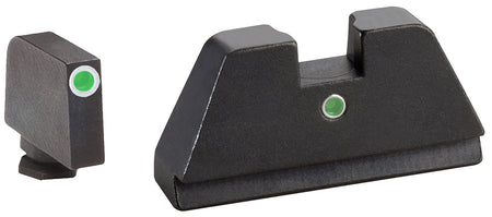 AmeriGlo GL191 XL Tall Co-Witness Iron Sight Set for Glock - Green Tritium White Outline Front & Green Tritium Rear