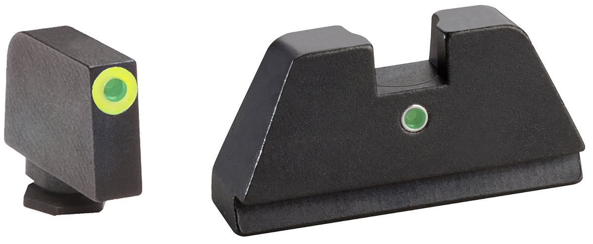 AmeriGlo GL391 XL Tall Co-Witness Iron Sight Set for Glock - Green Tritium LumiGreen Outline Front & Green Tritium Rear