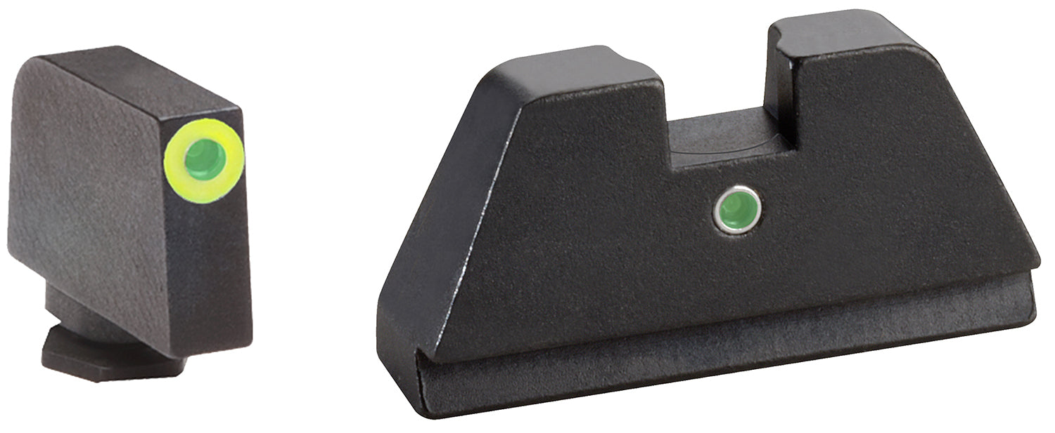 AmeriGlo GL391 XL Tall Co-Witness Iron Sight Set for Glock - Green Tritium LumiGreen Outline Front & Green Tritium Rear