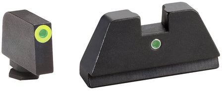 AmeriGlo GL391 XL Tall Co-Witness Iron Sight Set for Glock - Green Tritium LumiGreen Outline Front & Green Tritium Rear