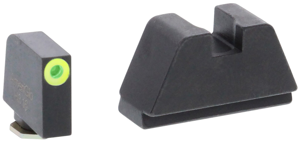 AmeriGlo GL681 2XL Tall Co-Witness Iron Sight Set for Glock - Green Tritium LumiGreen Outline Front & Black Rear