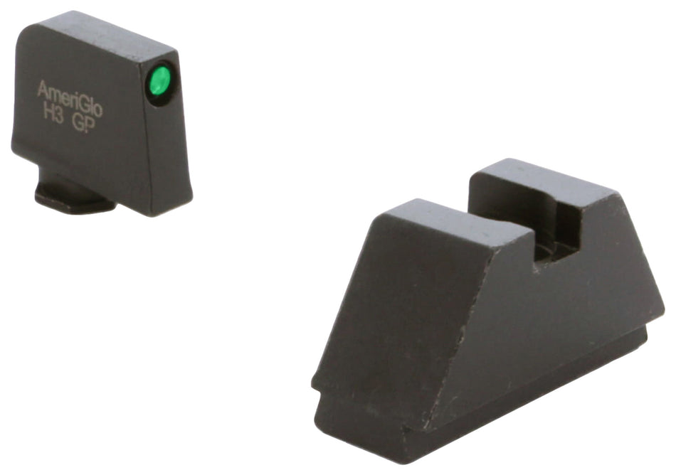 AmeriGlo GL810 2XL Tall Co-Witness Iron Sight Set for Glock - Green Tritium Black Outline Front & Black Rear