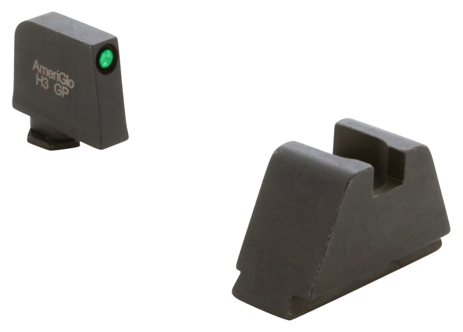 AmeriGlo GL811 3XL Tall Co-Witness Iron Sight Set for Glock - Green Tritium Black Outline Front & Black Rear
