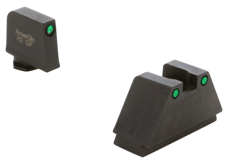 AmeriGlo GL815 3XL Tall Co-Witness Iron Sight Set for Glock - Green Tritium Black Outline Front & Rear