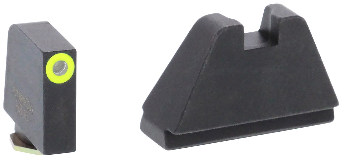 AmeriGlo GL682 Glock Optic Compatible Sight Set – 5XL Tall Green Tritium LumiGreen Outline Front & Black Rear
