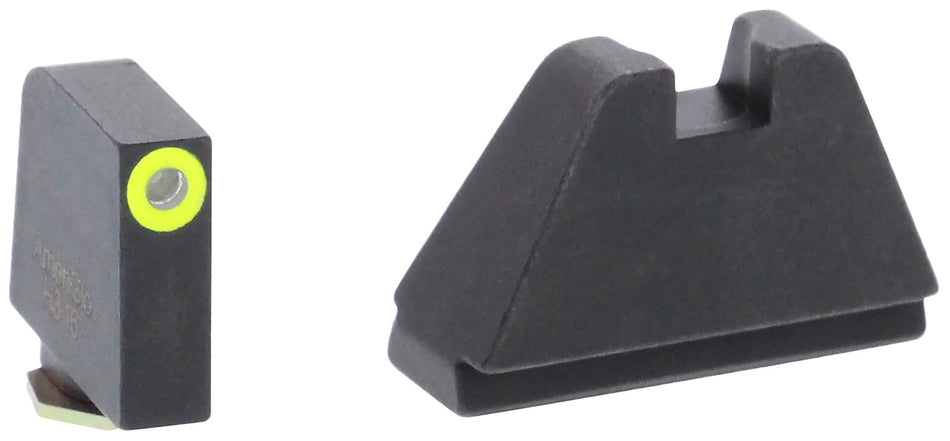 AmeriGlo GL682 Glock Optic Compatible Sight Set – 5XL Tall Green Tritium LumiGreen Outline Front & Black Rear