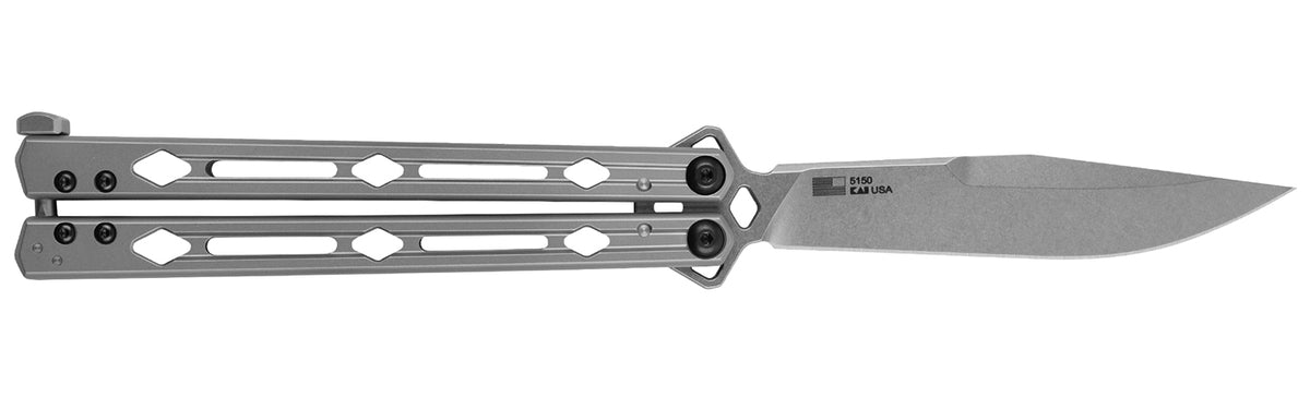 Kershaw 5150 Lucha 4.6-Inch Butterfly Balisong Drop Point 14C28N Stonewashed Blade Bead Blasted Stainless Steel Handle