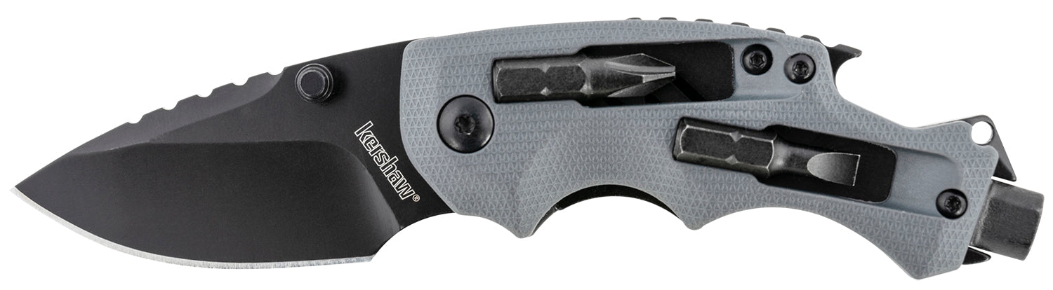 Kershaw 8720 Shuffle DIY 2.4-Inch Folding Drop Point 8Cr13MoV Black Oxide Blade Gray Glass-Filled Nylon Handle & Clip
